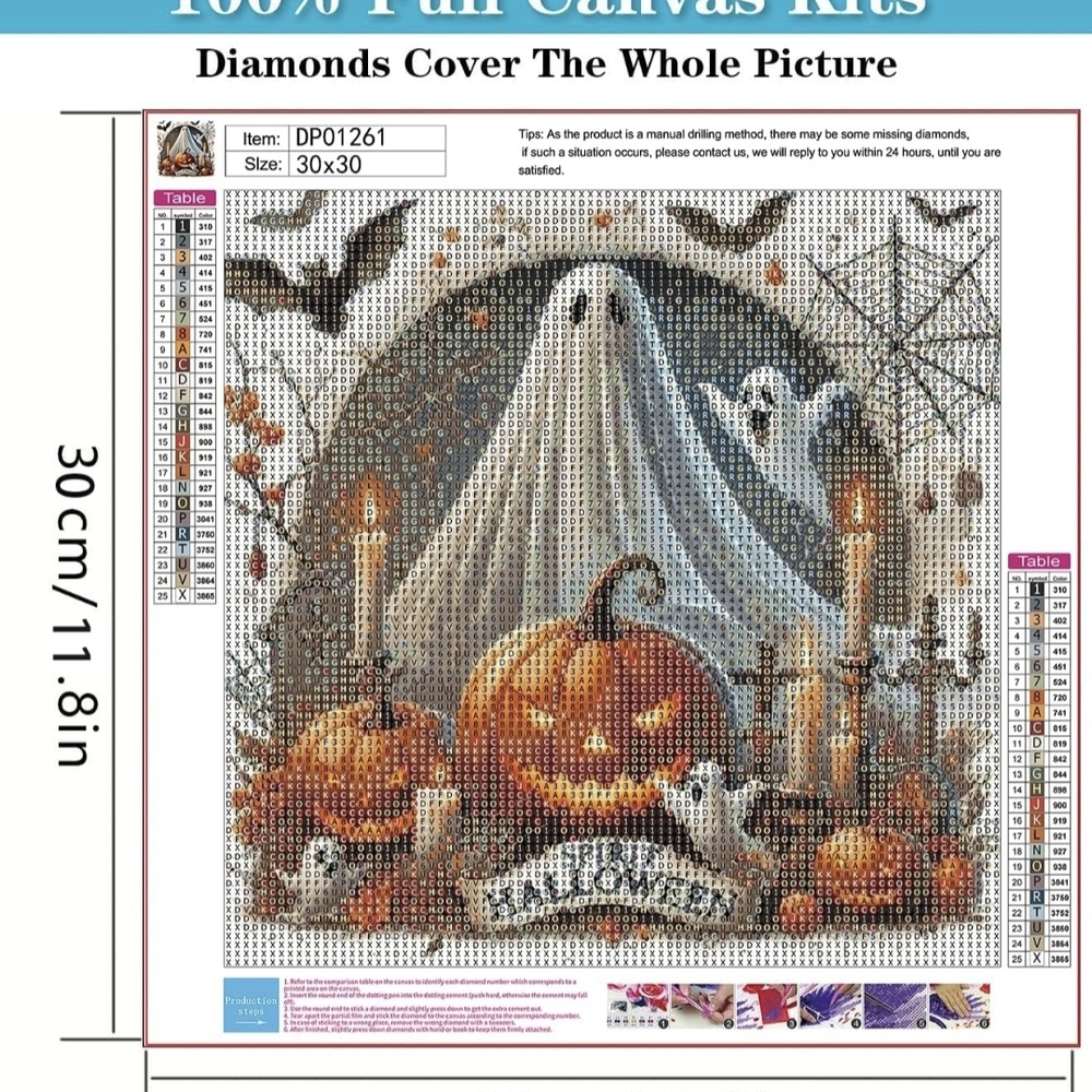 Spirits Of Halloween Ghosts Bats Jack-o-Lanterns 5D Diamond Painting Kit New - Picture 6 of 8